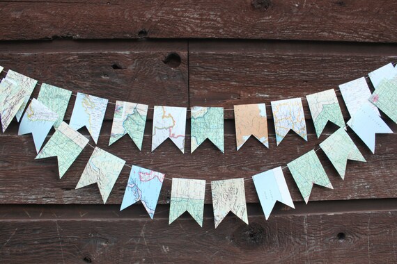 Map Garland Party Decoration Travel Theme Bon Voyage Party Etsy