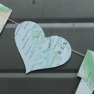 Love Is An Adventure Banner, Made from Map pages, Paper Garland, Wedding Decoration, Engagement Party Bild 5