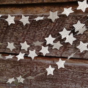 Guirlande de pages de livre d'étoiles. Guirlande en papier, décoration de fête, guirlande d'étoiles, PETITES étoiles, 3 mètres de long