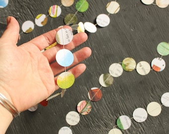 Book Themed Party and Baby Shower Garlands, Made from Vintage Children's Books, Paper Garlands, Small Dots, 10 feet long