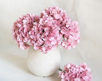 Stelo di ortensia artificiale rosa cipria da 33 cm, fiore di ortensia artificiale in seta per vaso, bouquet da sposa fai da te, decorazioni per addio al nubilato, centrotavola