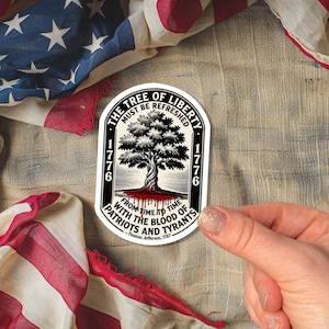 Patriotic Tree of Liberty Decal: Weatherproof Sticker (Laptop, Cooler)