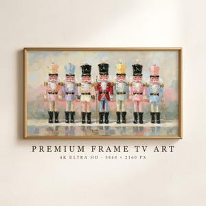 Pastel Nutcracker Samsung Frame TV Art, Row of Toy Soldiers, Impasto Oil Painting, Soft Christmas Screensaver (Digital Download)