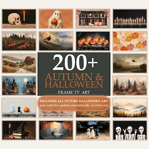 Autumn & Halloween Frame TV Art Bundle, 200+ Paintings + Free Lifetime Updates, Spooky Vintage Fall Art, Samsung Frame TV (Digital Download)