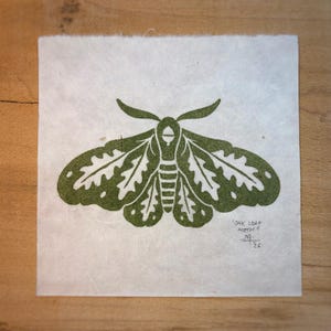 Oak Leaf Moth Lino Print