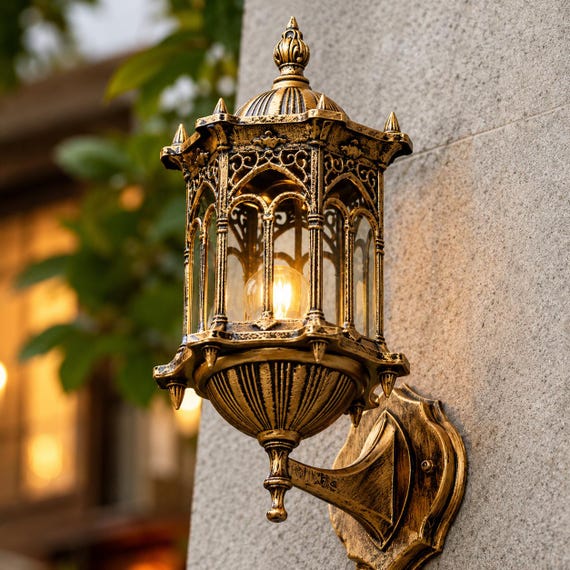 Vintage Outdoor Wall Lantern Waterproof Exterior Porch Light Antique Bronze Garden Entryway Patio Sconce