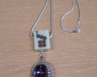 Mahjong pendant with vintage Bakelite tile