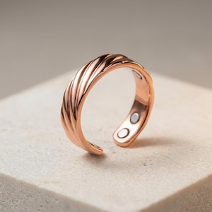 100% Pure Copper Magnetic Therapy Ring, Adjustable Copper Ring for Men & Women, Handmade Copper Jewelry