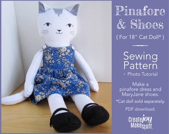 Pinafore Dress and Mary-Jane Shoes : for 18" Cat Doll