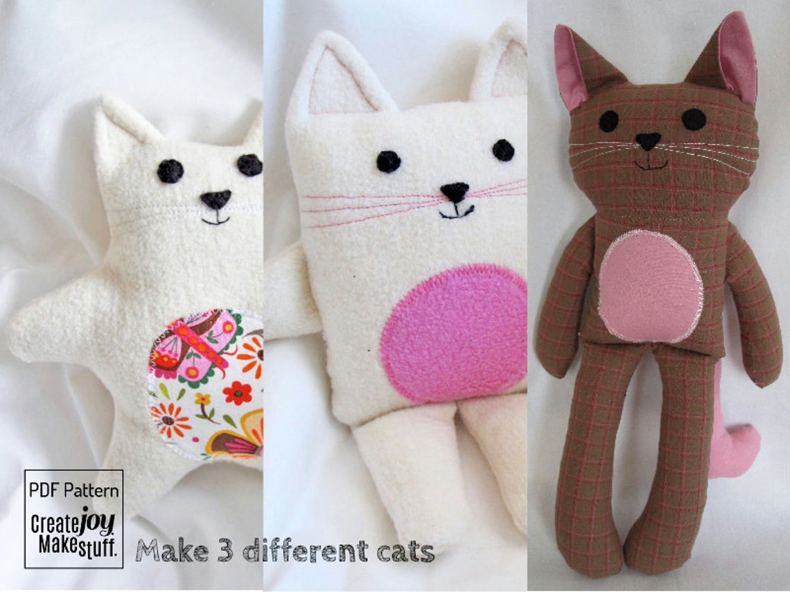 Make 3 Cats Sewing Pattern & Tutorial easy simple Etsy