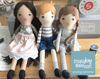 Little Rag Doll Sewing Pattern PDF – Sew a Handmade 12 Inch Boy Girl Doll Project