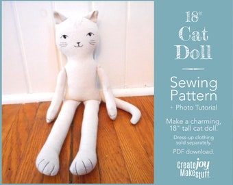 18" Cat Doll Sewing Pattern : Rag Doll Pattern