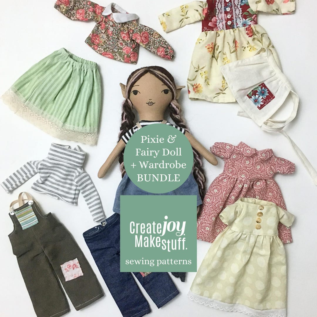 Sewing Pattern Pixie Pixie Fairy Rag Doll Pattern Bundle – 14 Inch Cloth Doll & Clothes ...