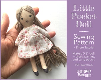 Pocket Rag Doll Sewing Pattern and Tutorial • PDF Digital Download • Cloth Doll • Mini Doll Pattern