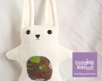 Baby Bunny Doll Sewing Pattern PDF – Sew a Handmade 7.5 Inch Cloth Rabbit Doll Project