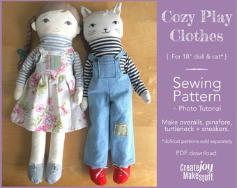Cozy Play Clothes Sewing Pattern : For 18" Rag Doll by CreateJoyMakeStuff