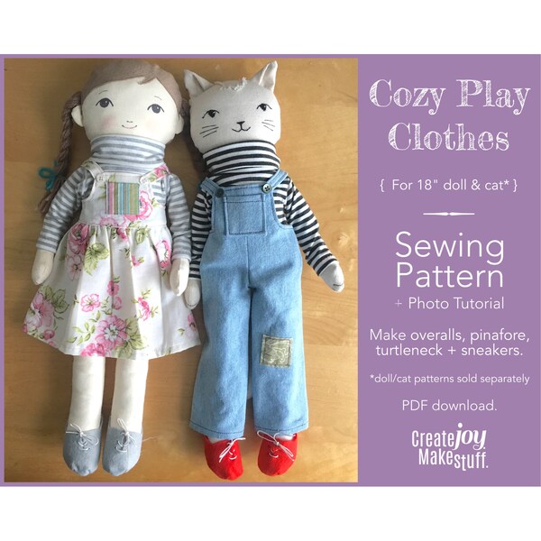 Cozy Play Clothes Sewing Pattern : For 18" Rag Doll by CreateJoyMakeStuff