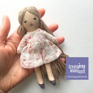 Patrón de costura para muñeca de bolsillo: Patrón de muñeca de trapo pequeña A4 PDF