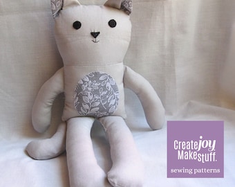 Cat Doll Sewing Pattern PDF – Sew a Handmade 13 Inch Cloth Rag Doll Project