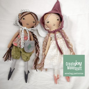 14&quot; Fairy & Pixie Rag Doll Sewing Pattern with Clothes, Elf too (A4 + USLetter PDF)