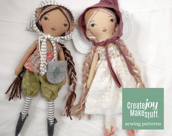 Pixie Fairy Rag Doll Sewing Pattern PDF - Sew a Handmade 14 Inch Elf Doll Project