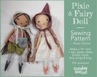 Pixie or Fairy Rag Doll Sewing Pattern