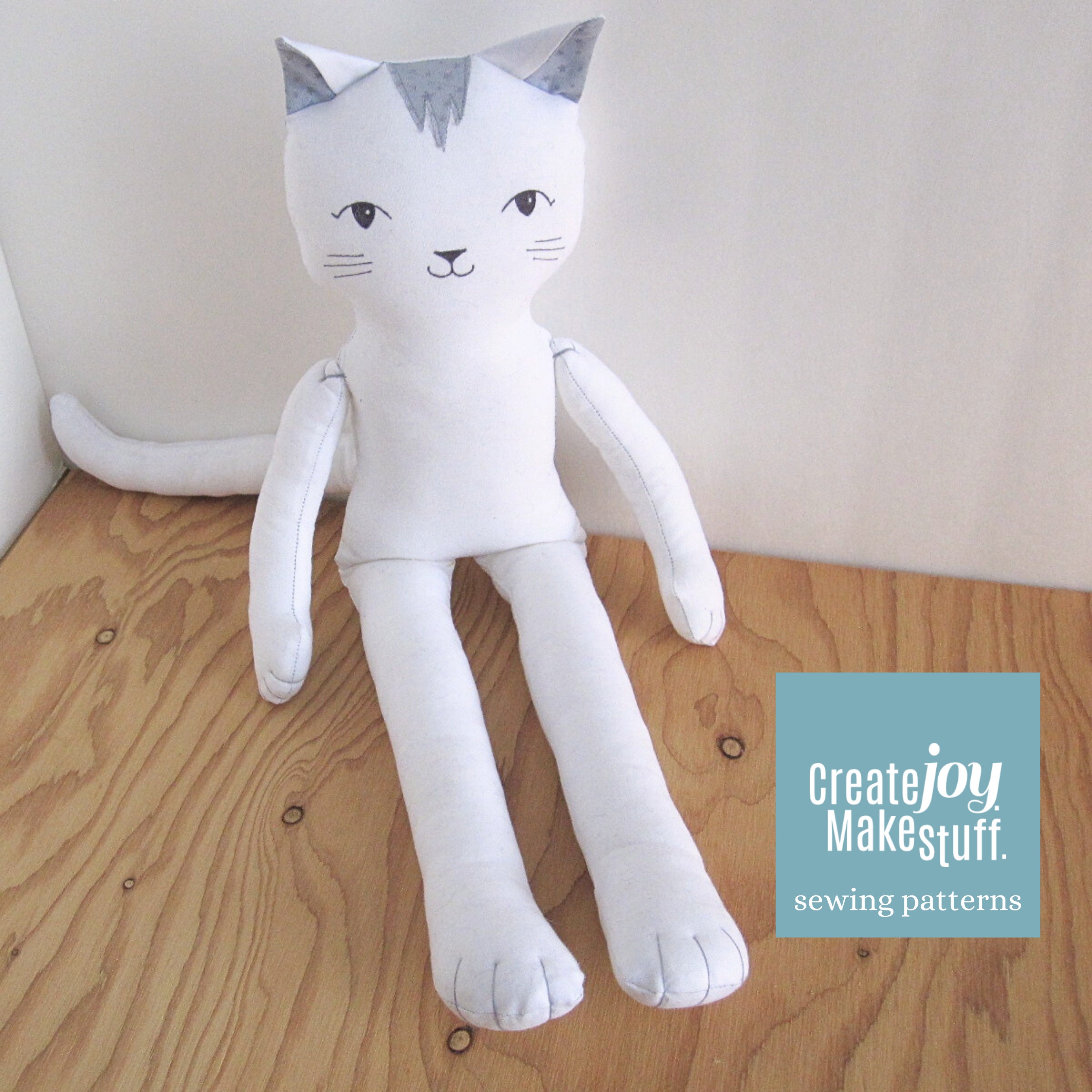 Cat Rag Doll Sewing Pattern PDF – Sew a Handmade 18 Inch Cloth Cat Toy ...