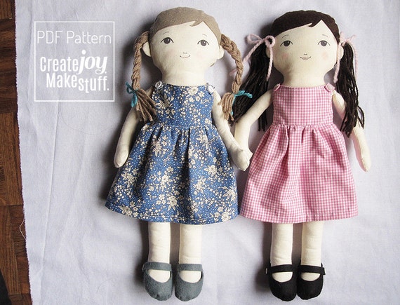 Cloth Doll Sewing Pattern Rag Doll Pattern Dress up Doll With