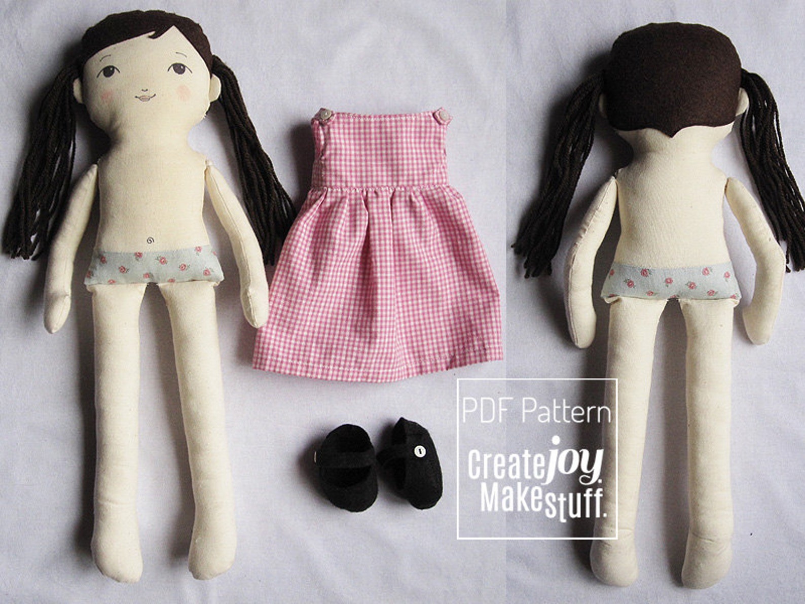 Classic Rag Doll Sewing Pattern PDF – Sew a Handmade 18 Inch Cloth Doll ...