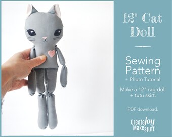 Little Cat Doll Sewing Pattern - Rag doll pattern - Cat doll pattern - Small doll - Boy doll