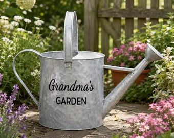 Personalized Galvanized Watering Can, Custom Metal Garden Decor, Gardening Gift for Grandma, Mom Garden Gift