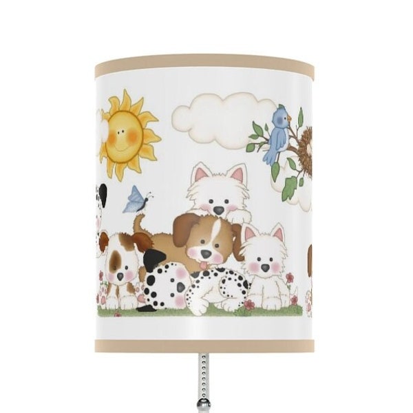 Puppy Dog Table Lamp Lampshade Nightlight Baby Girl Boy Animal Nursery Lighting Kids Room Childrens Bedroom Decor, New Mom To Be Gift