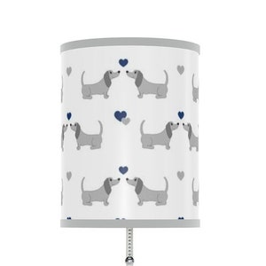 Dachshund Puppy Weiner Dog Nursery Table Desk Lamp Lampshade Night Light Baby Boy Bedroom Kids Doxie Room Childrens Decor