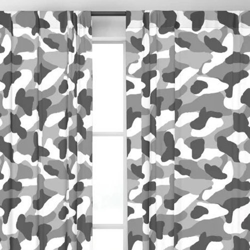 Gray Camo Camouflage Window Curtains Decor, Blackout Room Darkening Sheer Window shops Panels
