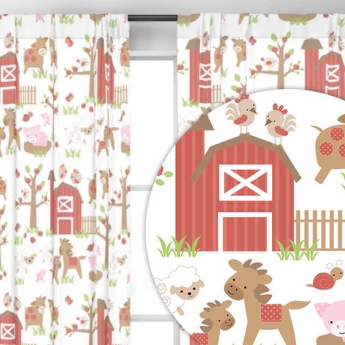 Farm Animals Barnyard Nursery Curtains Baby Boy Kids Childrens Bedroom Decor, Blackout Room Darkening Sheer shops Drapery Panels, Cow Horse Sheep
