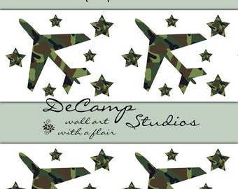 Blue Camo Butterfly Wall Decals Baby Girl Camouflage Nursery