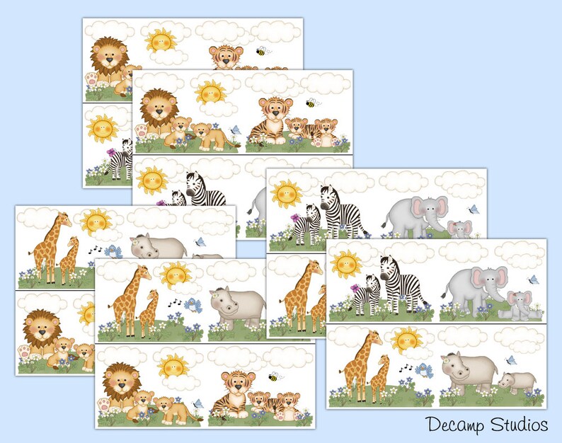 SAFARI ANIMALS DECALS Wall Art Wallpaper Border Stickers Decor Etsy