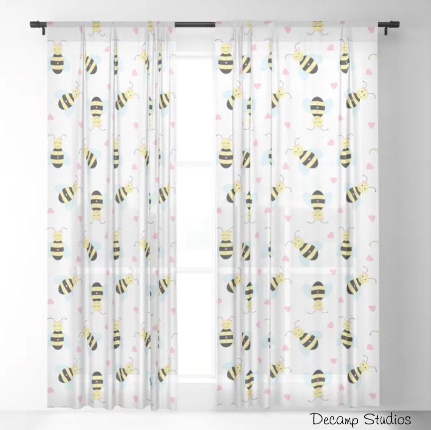 Bumblebee Bee Nursery Window Curtains Baby Girl Bedroom | Etsy