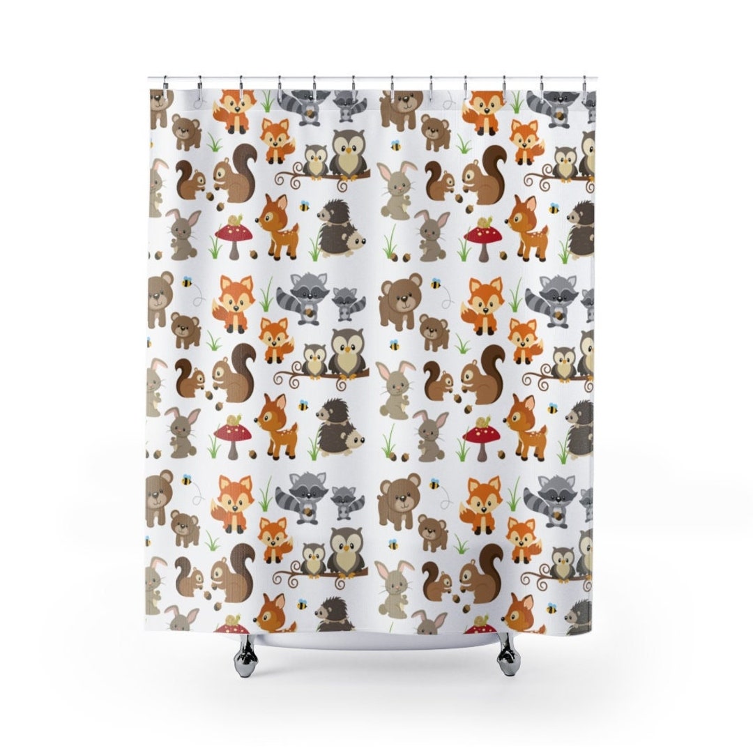 Woodland Forest Animals Kids Shower Curtain Childrens Bathroom - Etsy