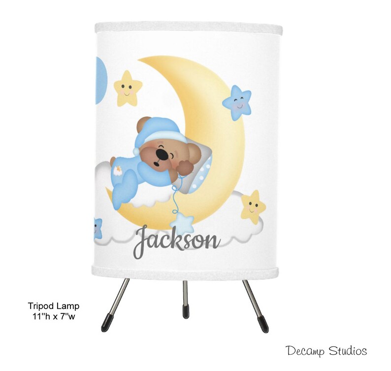 Bear Nursery Lamp Baby Boy Personalized Moon Stars Room Decor Etsy
