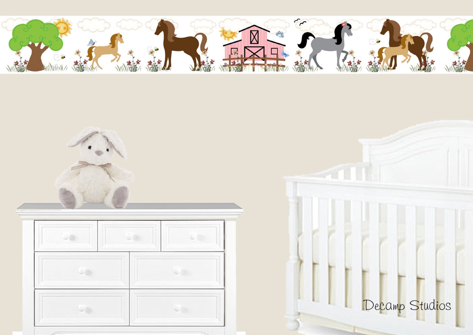 HORSE WALLPAPER BORDER Girl Wall Art Decals Etsy
