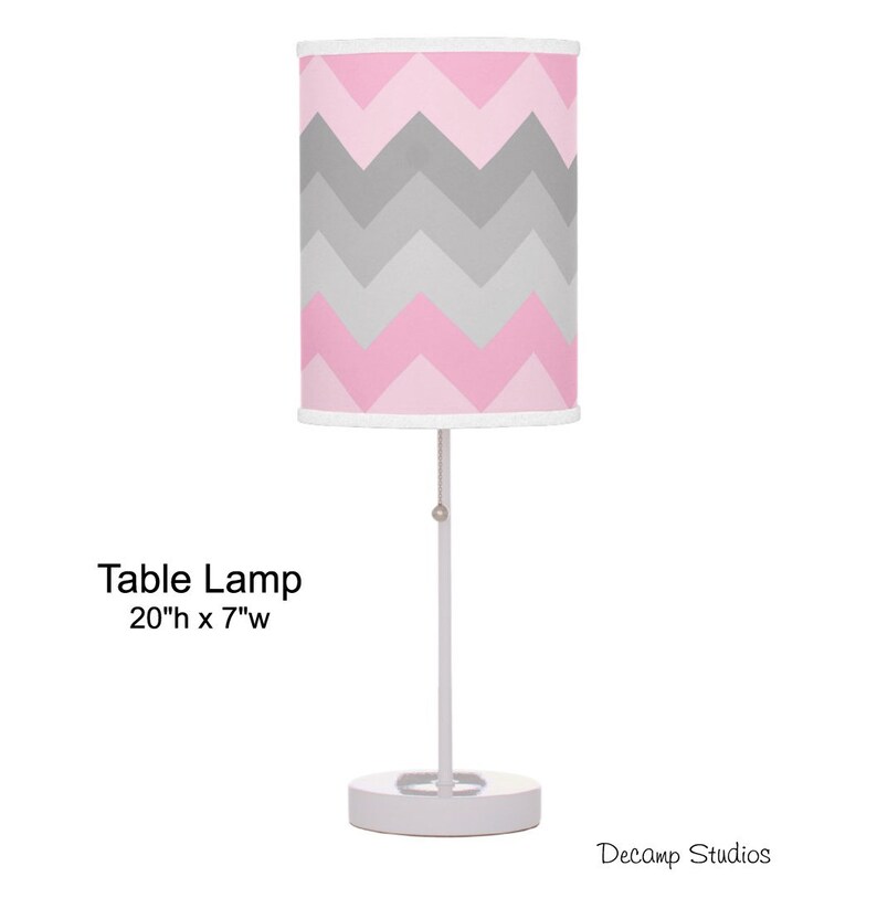 Pink Chevron Lamp Girl Nursery Night Light Lampshade Room Etsy
