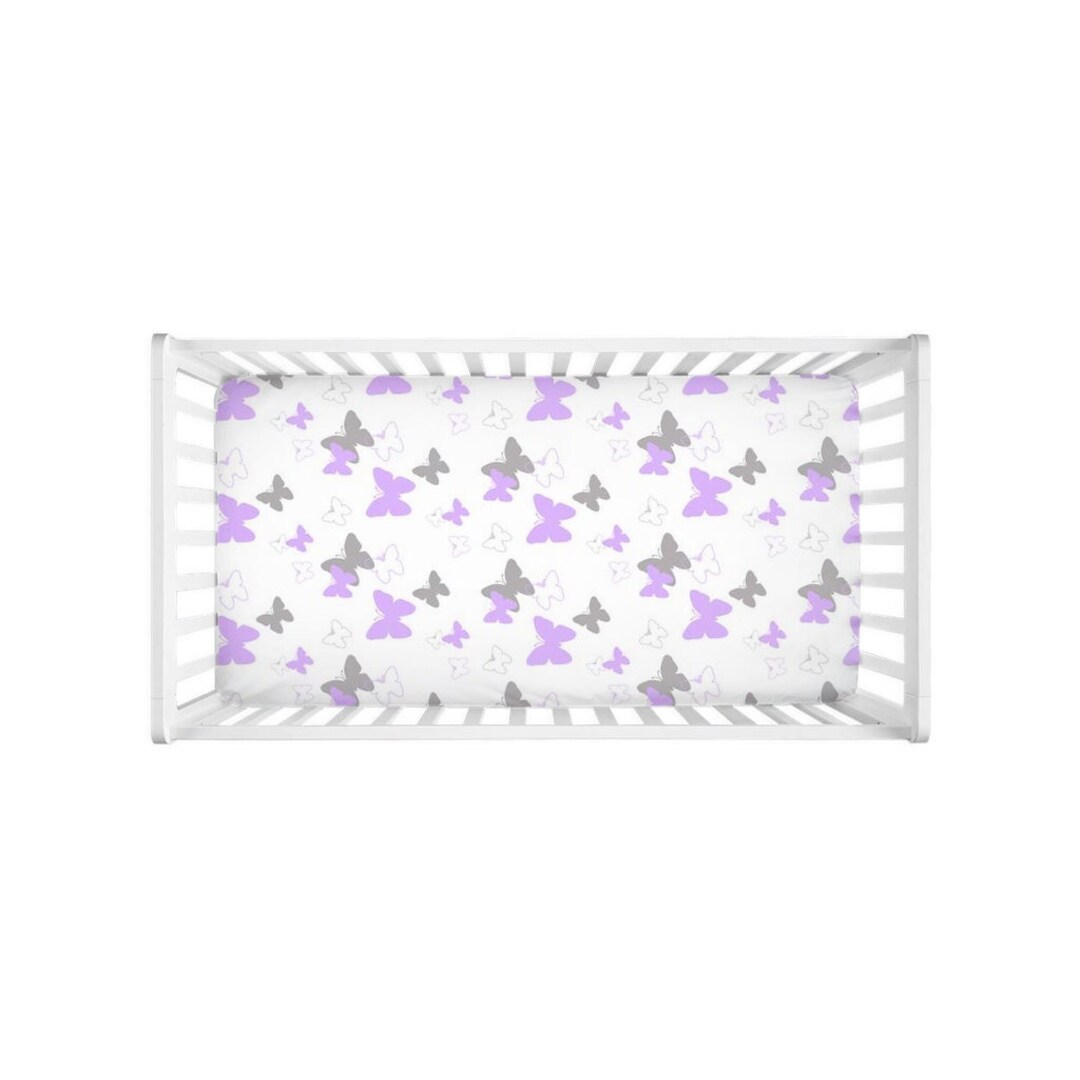 Purple Butterfly Baby Girl Fitted Crib Sheet Bedding Bedroom Etsy