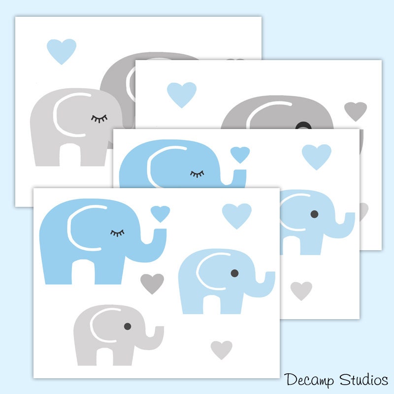 BLUE ELEPHANT NURSERY Decals Decor Baby Boy Wallpaper Border Etsy