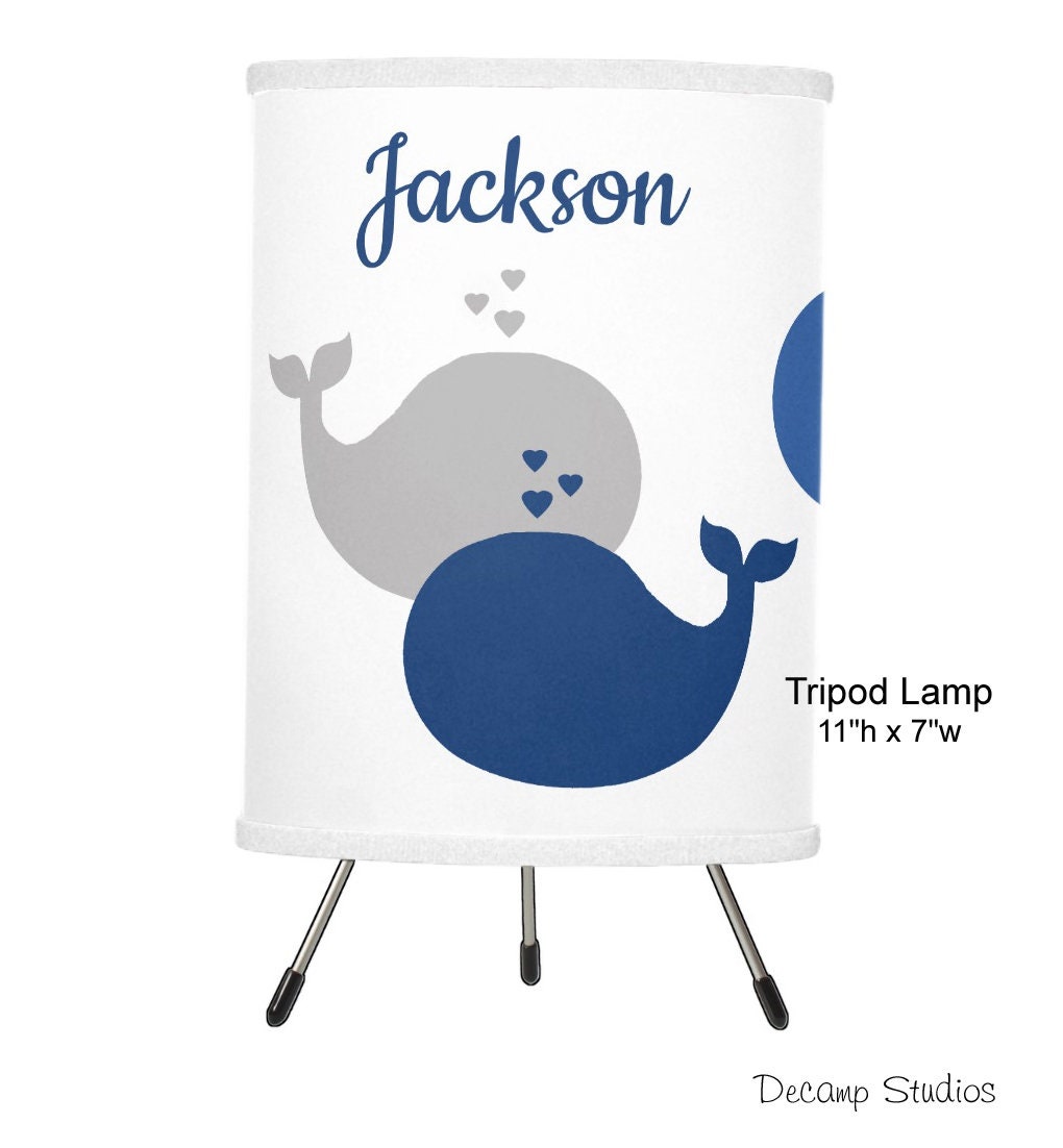 Nautical Nursery Lamp Whale Baby Boy Blue Gray Room Decor Etsy