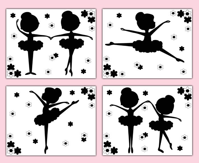 BALLERINA SILHOUETTE PRINTS Wall Art Girl Ballet Dance Room | Etsy