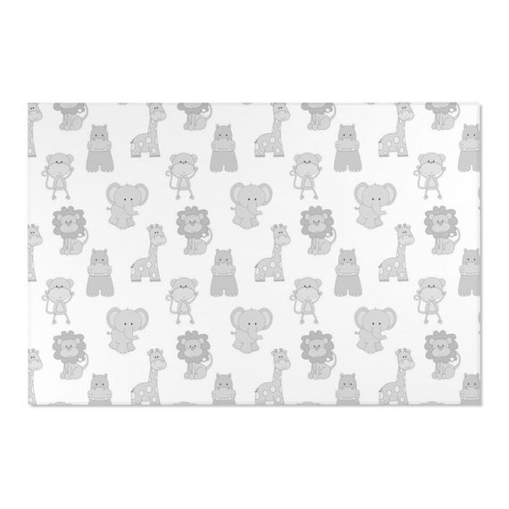 Gray Safari Jungle Animals Nursery Area Rug Carpet Neutral Etsy