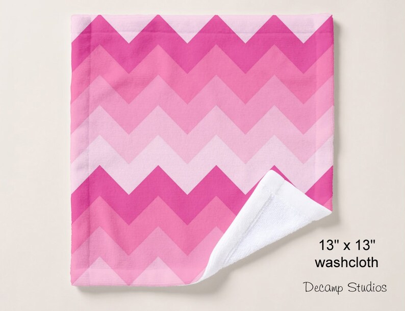 HOT PINK CHEVRON Girls Bathroom Towel Set Etsy