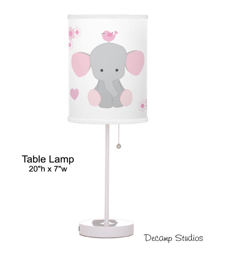 GIRL NURSERY LAMP Room Decor Pink Baby Elephant Bird Night Etsy