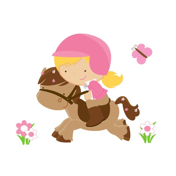 Horse Girl Decal Wall Art Mural Pink Pony Nursery Stickers Horseback Riding Western Cowgirl Baby Room Decor Childrens Equestrian Bedroom
